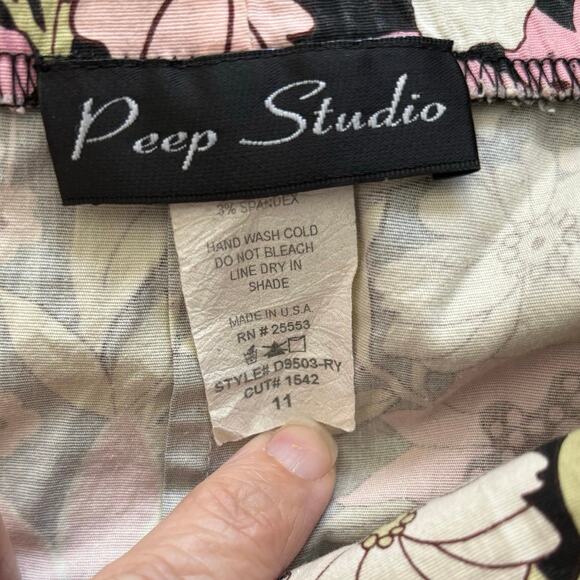 Peep Studio Size M 8 10 11 Strapless Dress Floral Print Retro Made in USA Y2K - Picture 3 of 4